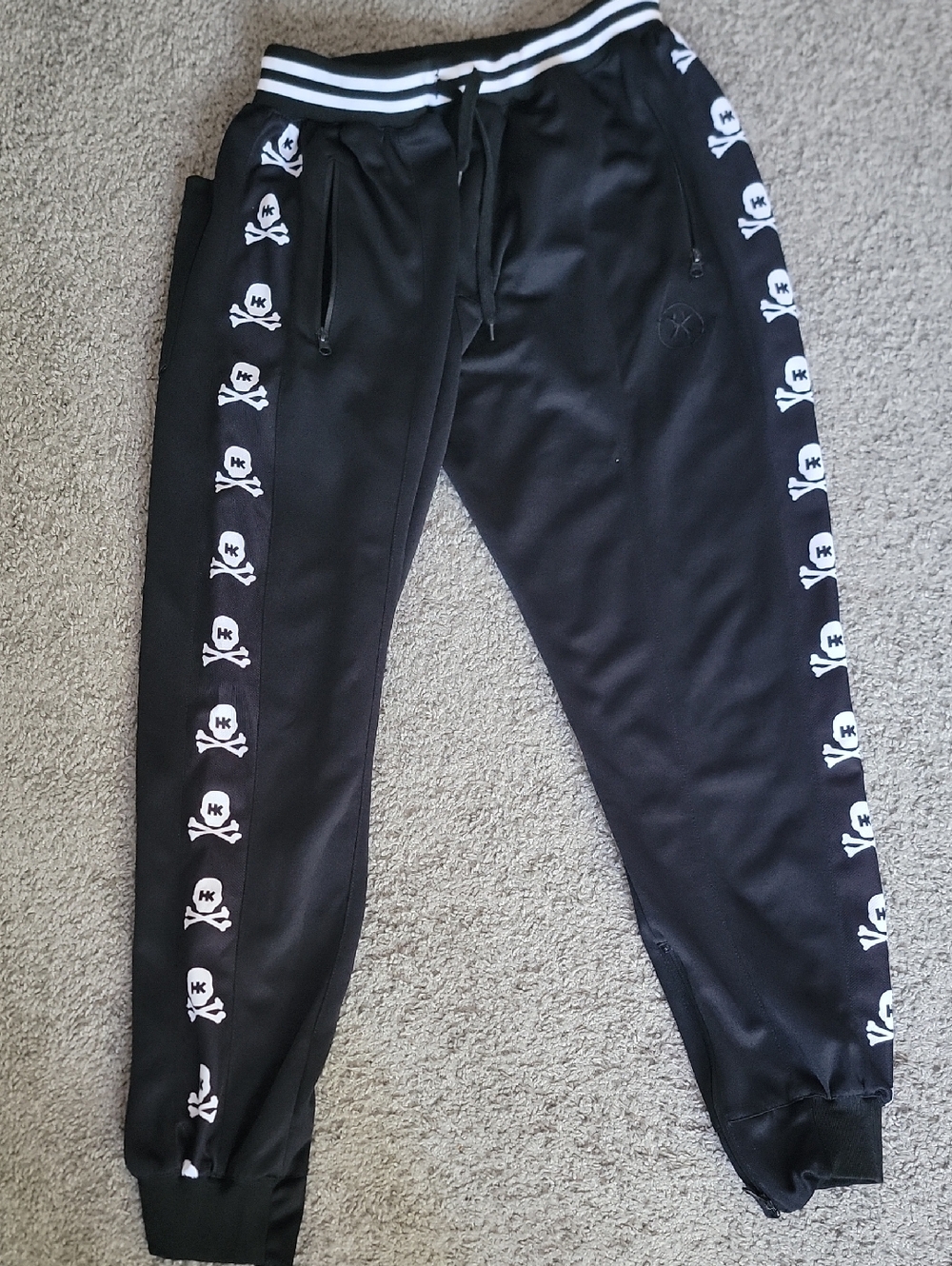 Kids Black Skull-Trim Jogger Pants